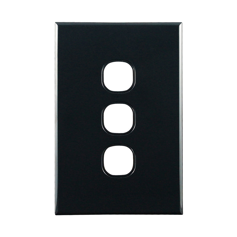 Basix S Series Grid Plate 3 Gang - Black