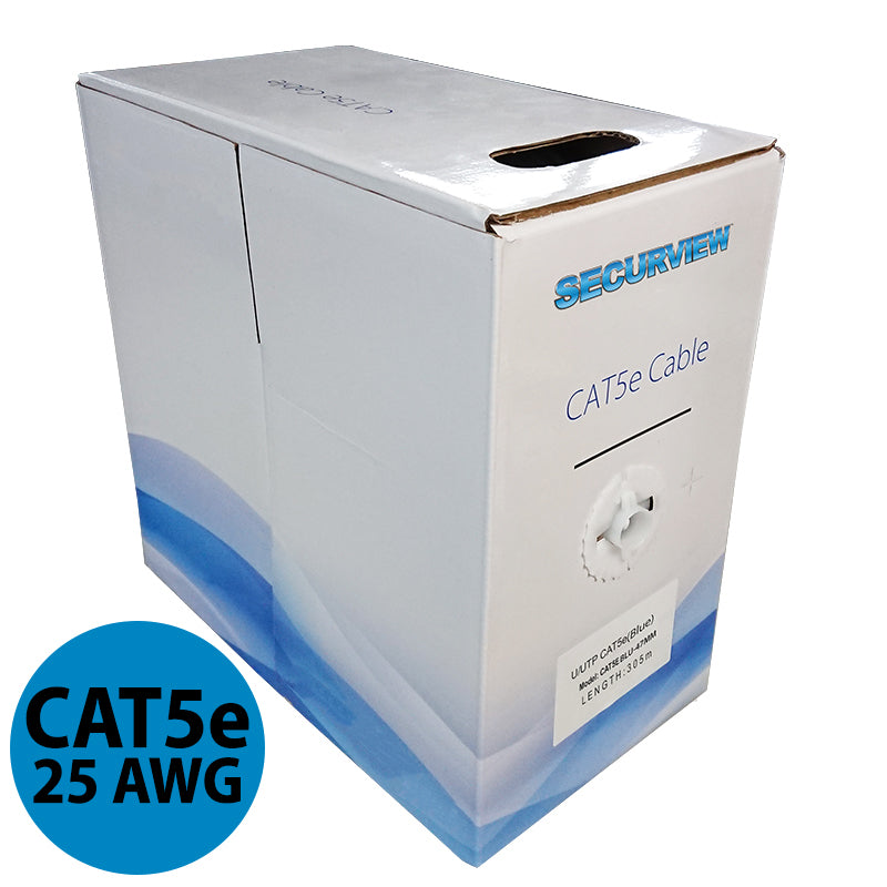 CAT5E Solid Core Cable Unshielded, 25AWG (Blue) - 305m Pullbox