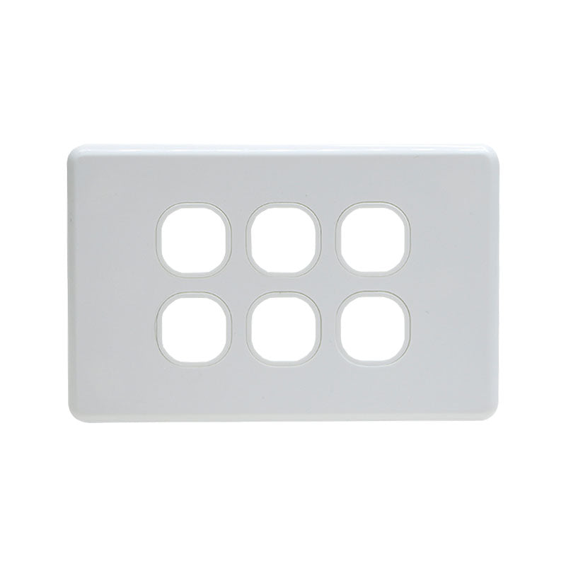 Grid Plate 6 Gang - White